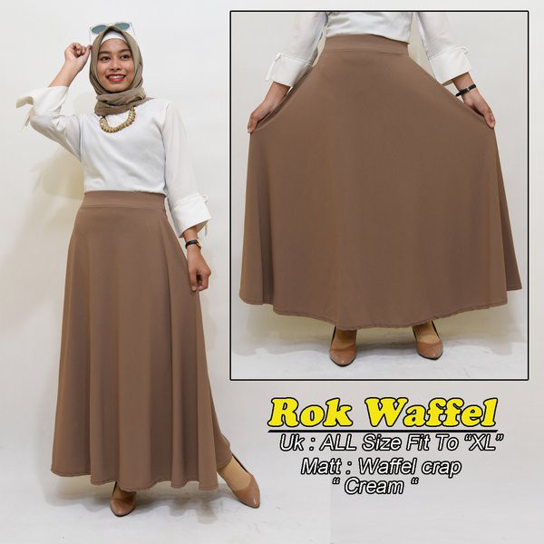 ROK MAYUNG - Flare Maxi Skirt - Rok Wafel Bawahan Polos Panjang Crepe Tebal