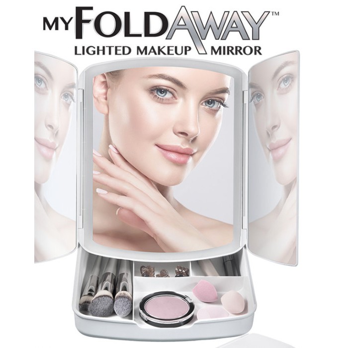 My Foldaway Lighted Makeup Mirror Cermin Rias /Kaca Make Up With lampu