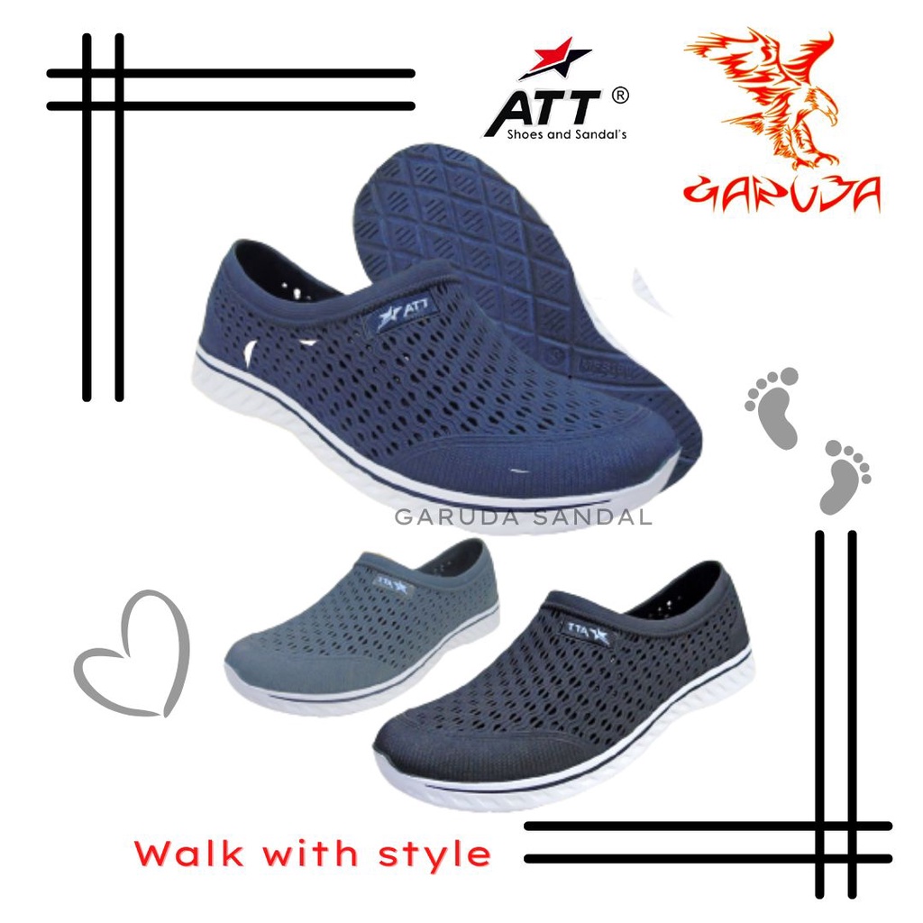 Sepatu Slip ON Pria ATT NPS 160  karet Pantofel Trendy Model jaring