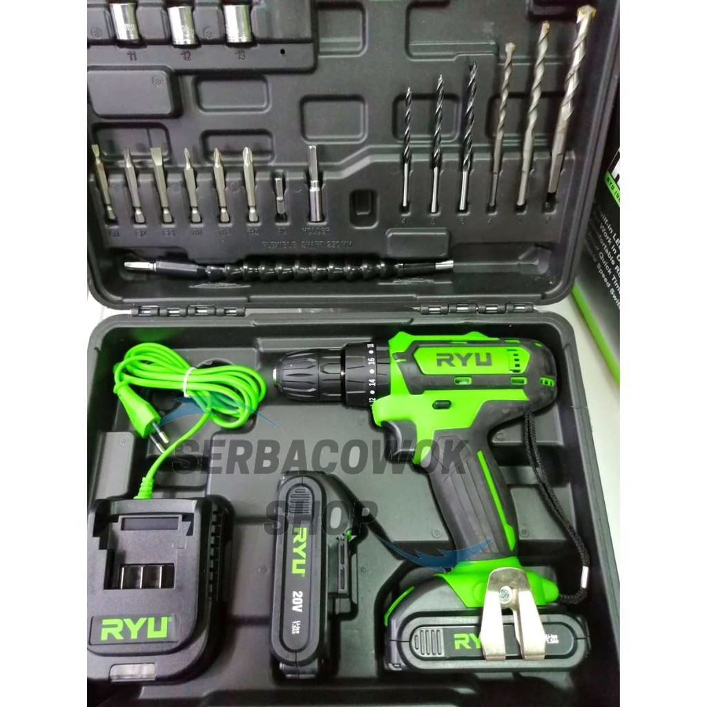 Mesin Bor Cordless Impact Drill RYU RCI20 Volt Mesin Bor Charge Baterai Termurah Berkualitas