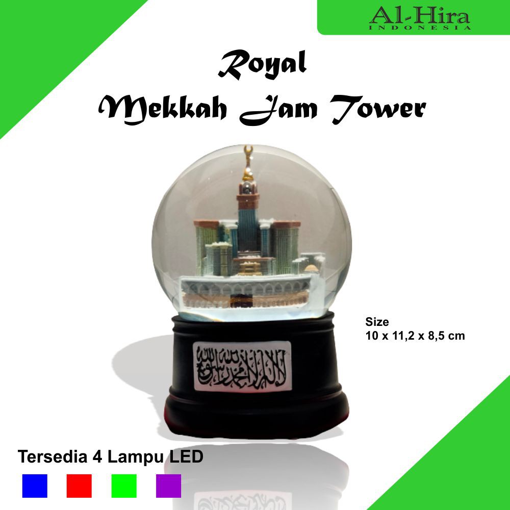 Miniatur Bola Salju Kabah Makkah Royal Clock Tower Lampu  4 warna