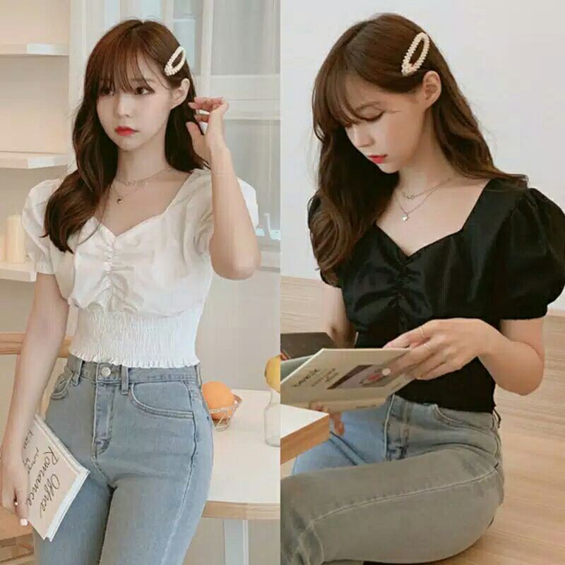 chatta - TIFFANY CROP TOP | Atasan model korea lengan puffy