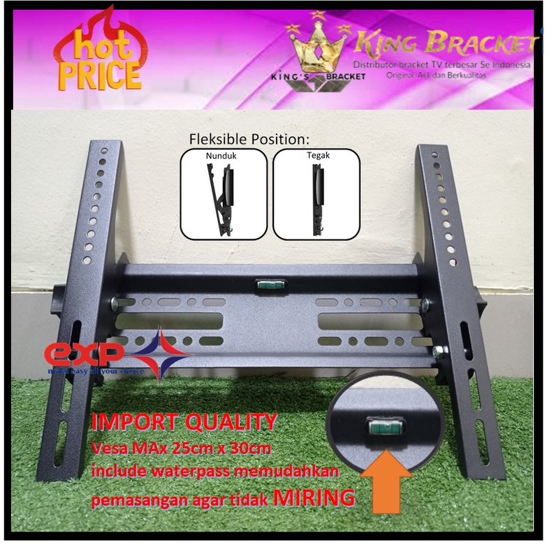 Bracket TV CHANGHONG 21&quot; s/d 43&quot; waterpass GARANSI 100% COCOK!!! IMPORT QUALITY