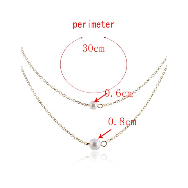 LRC Kalung Fashion Kc Gold Alloy Multi-layer Pearl K13358