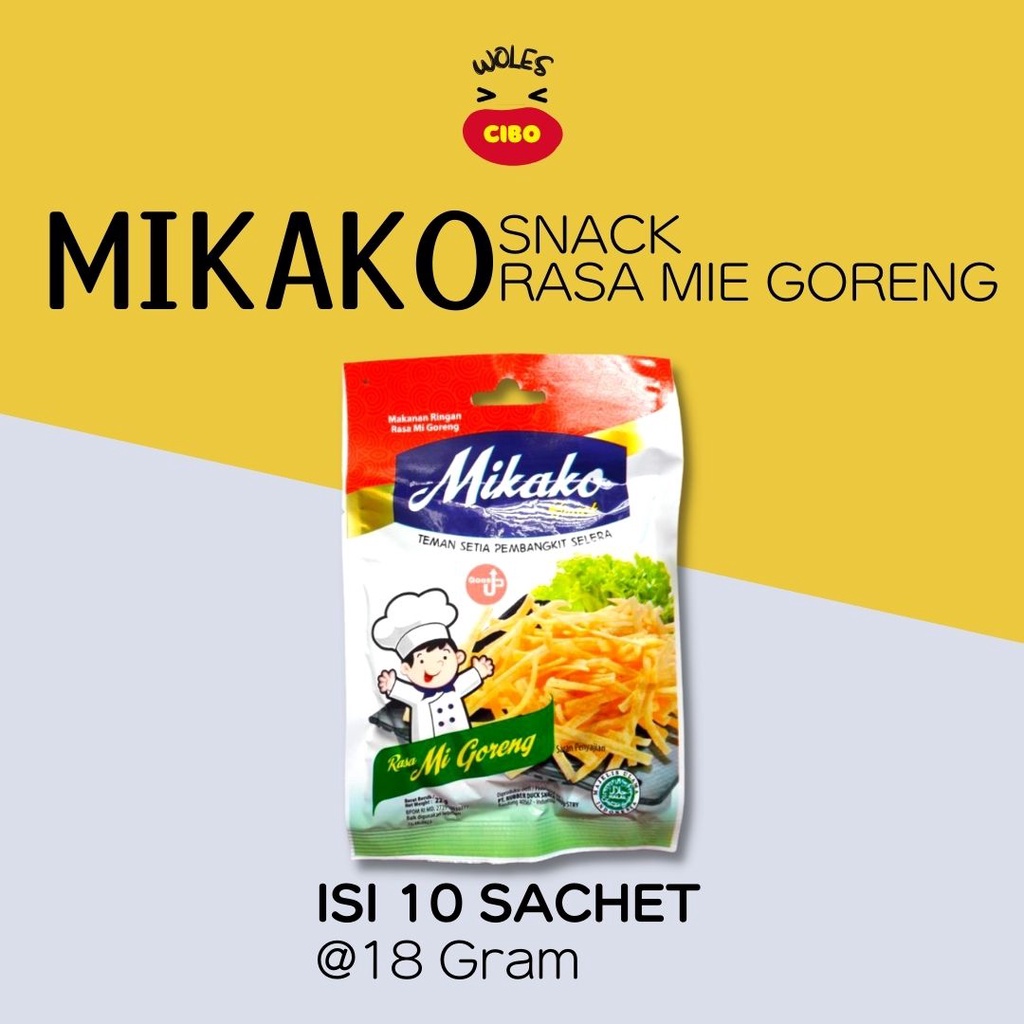 Mikako Snack Rasa Bawang / Mie Goreng / Rumput Laut 18gr isi 10pcs