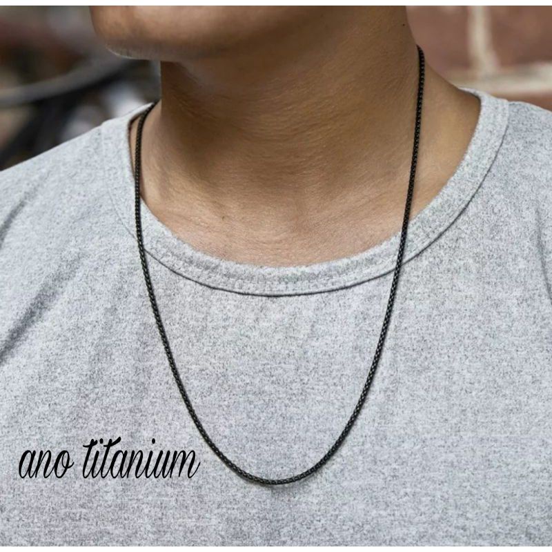 KALUNG TITANIUM HITAM PRIA WANITA ANTI KARAT ANTI LUNTUR