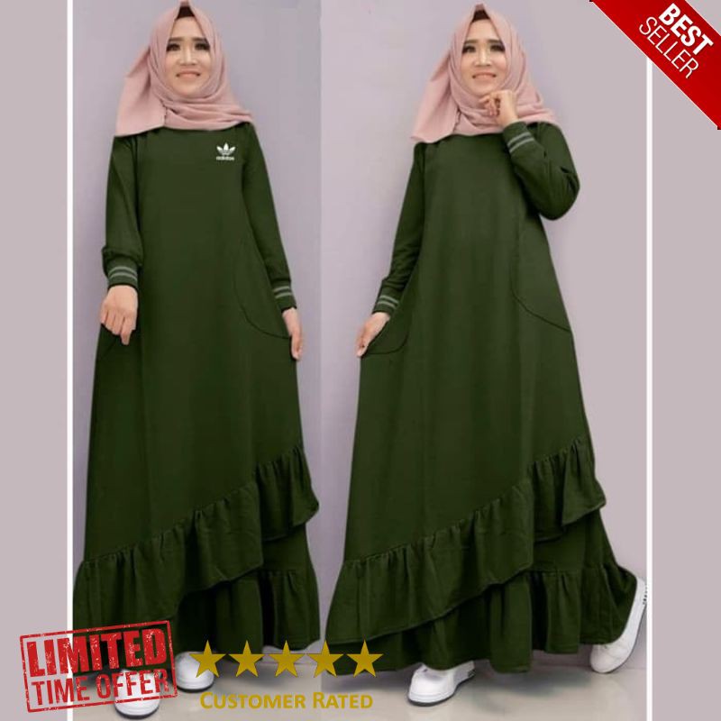 SUPER Maxi dinda marun navy army baju wanita gamis babyterry murah mx ke vt