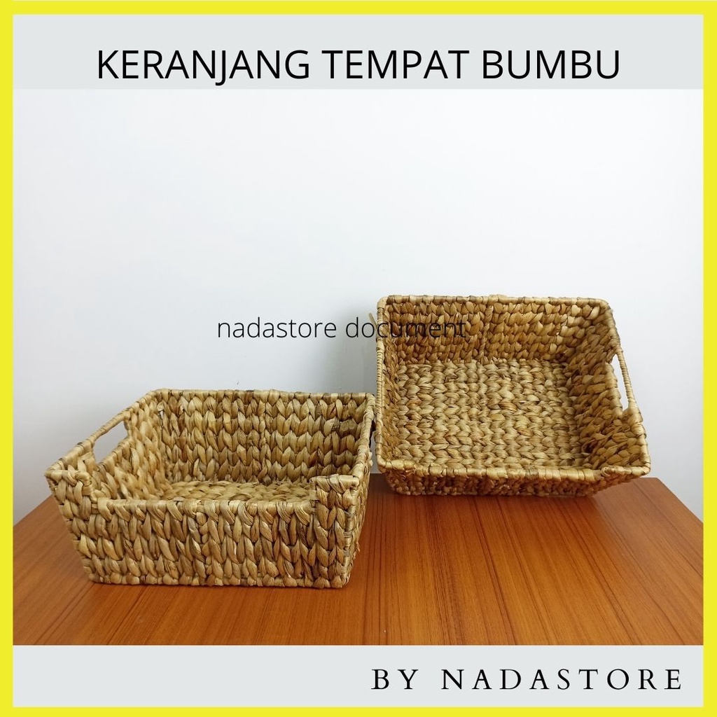 Storage Baskets, Hand-Woven Open-Front Bins with Handles Waterhyacinth Keranjang Anyaman BW-001