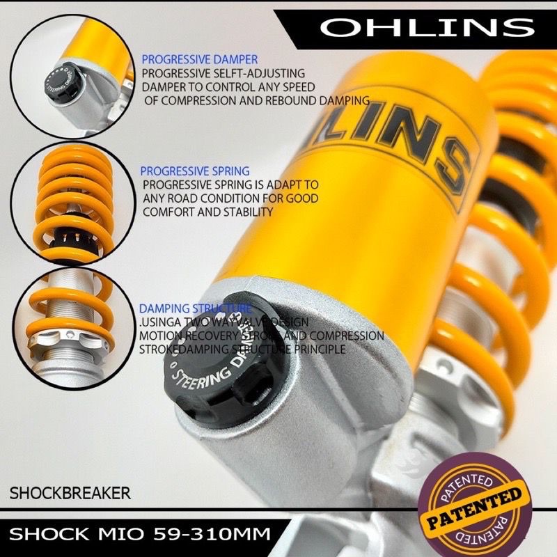 Shock Tabung Bawah OHLNS Ukuran 310MM Dan 330MM SKOK BELAKANG VARIO BEAT SCOOPY MIO FINO SPACY DLL