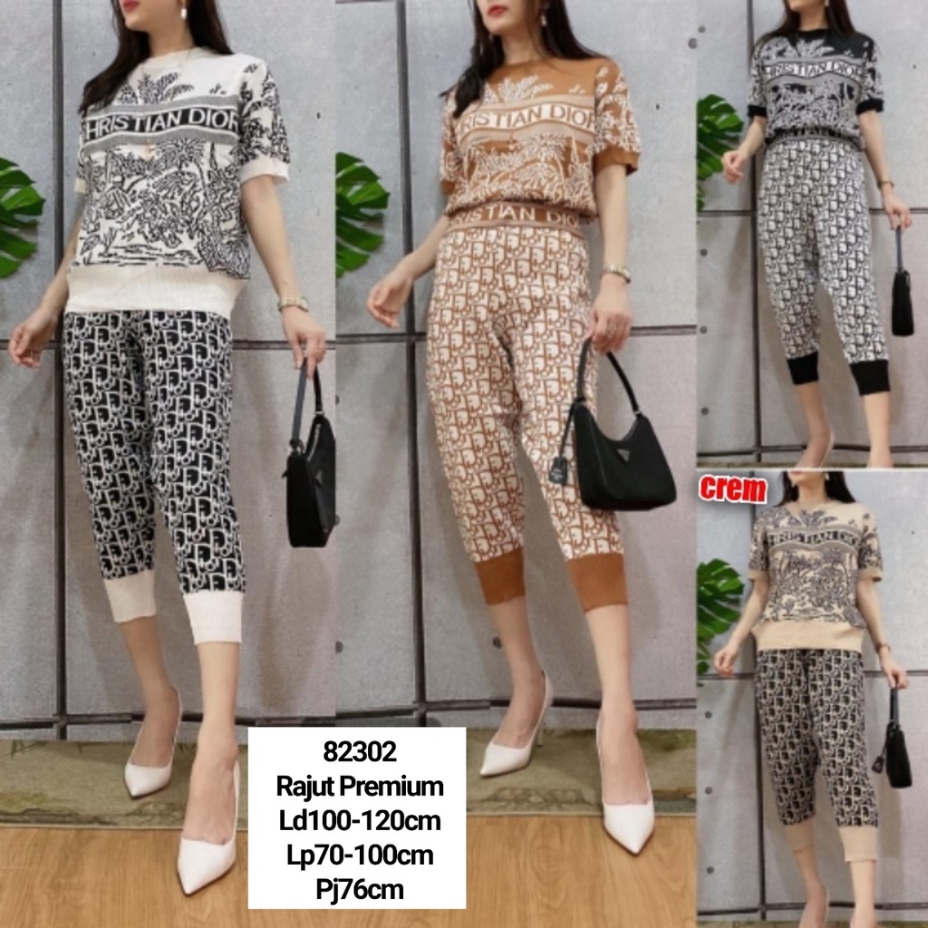New Setelan Wanita 82302 CD Rajut Impor Premium | Stelan Cewek Dior Rajut Import HQ High Quality | C