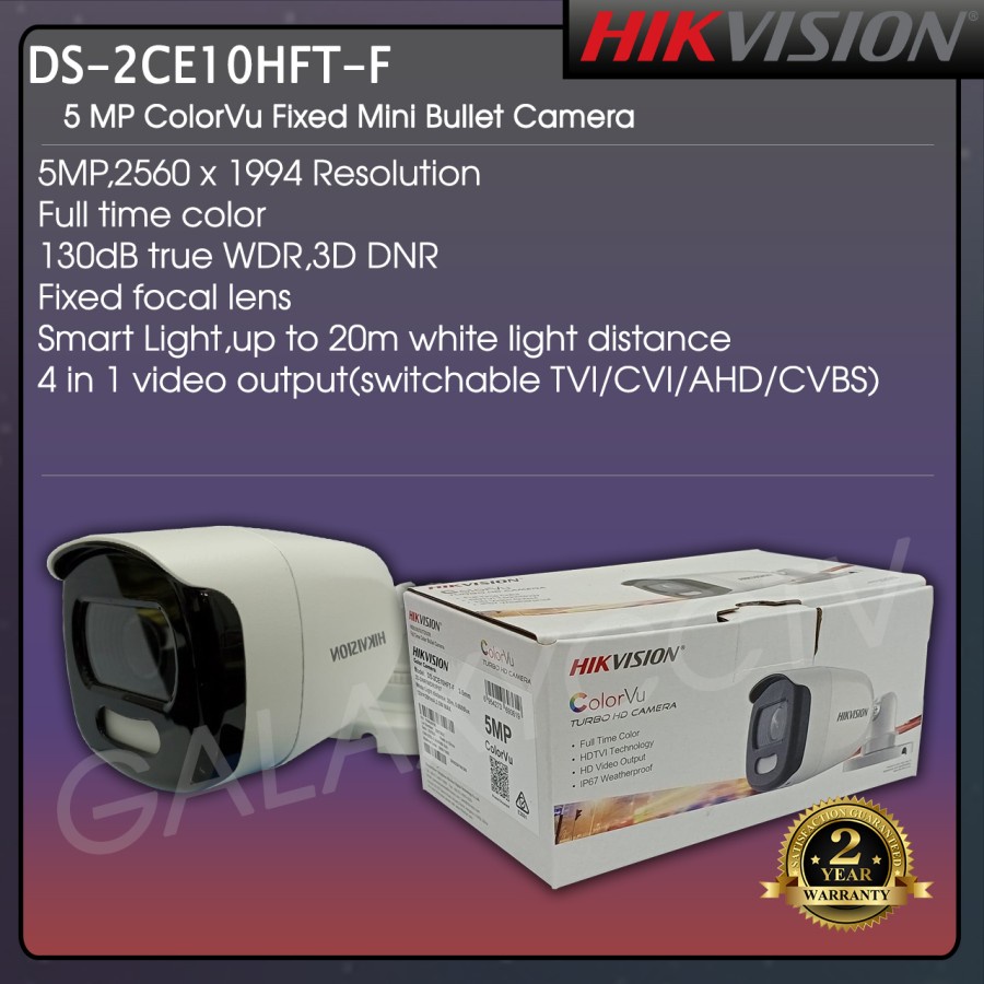 CCTV Hikvision 5MP ColorVU Outdoor DS-2CE10HFT-F