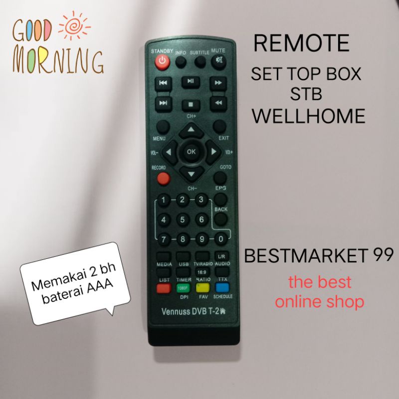 REMOTE SET TOP BOX STB WELLHOME LANGSUNG PAKAI TANPA SETTING