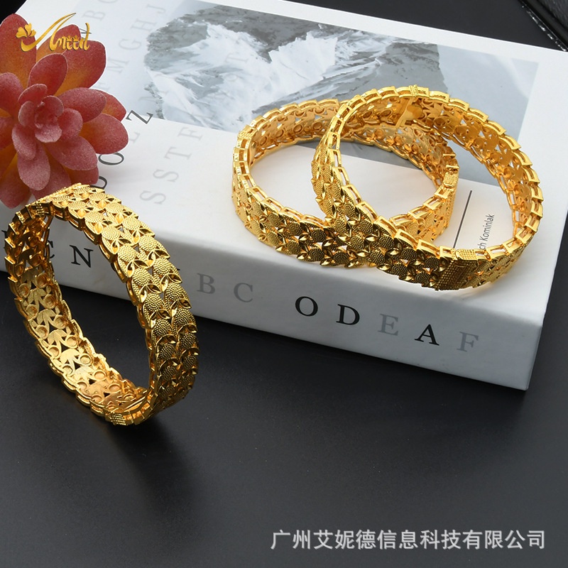 Gold-Plated Hollow Gelang Wanita Alluvial Emas