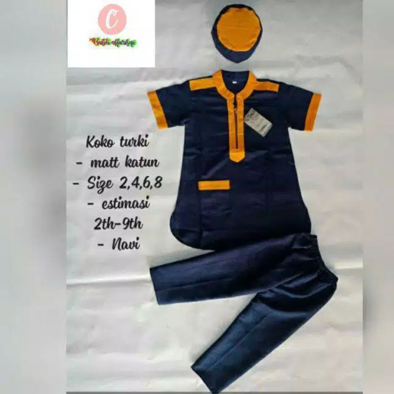 Baju Muslim Anak Laki-Laki//Baju koko Anak-anak Lengan Panjang Turki//Setelan Pakistan