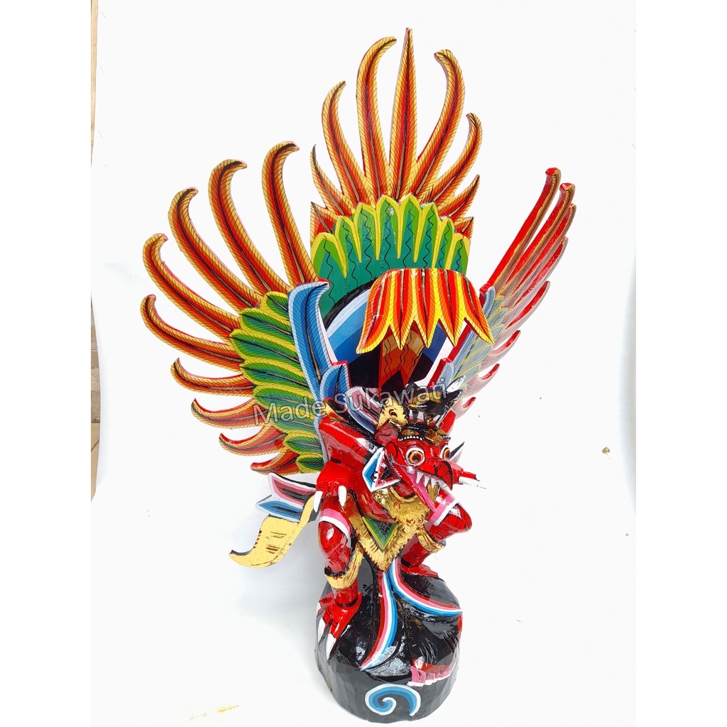 kerajinan patung garuda bali tinggi 60cm ukiran kayu handmade lukis