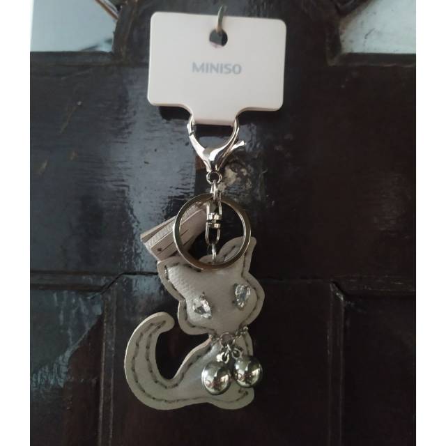 Miniso Gantungan Kunci Kucing - Bling Cat Pendant Grey / Miniso Gantungan Tas Kucing / Gantungan Tas