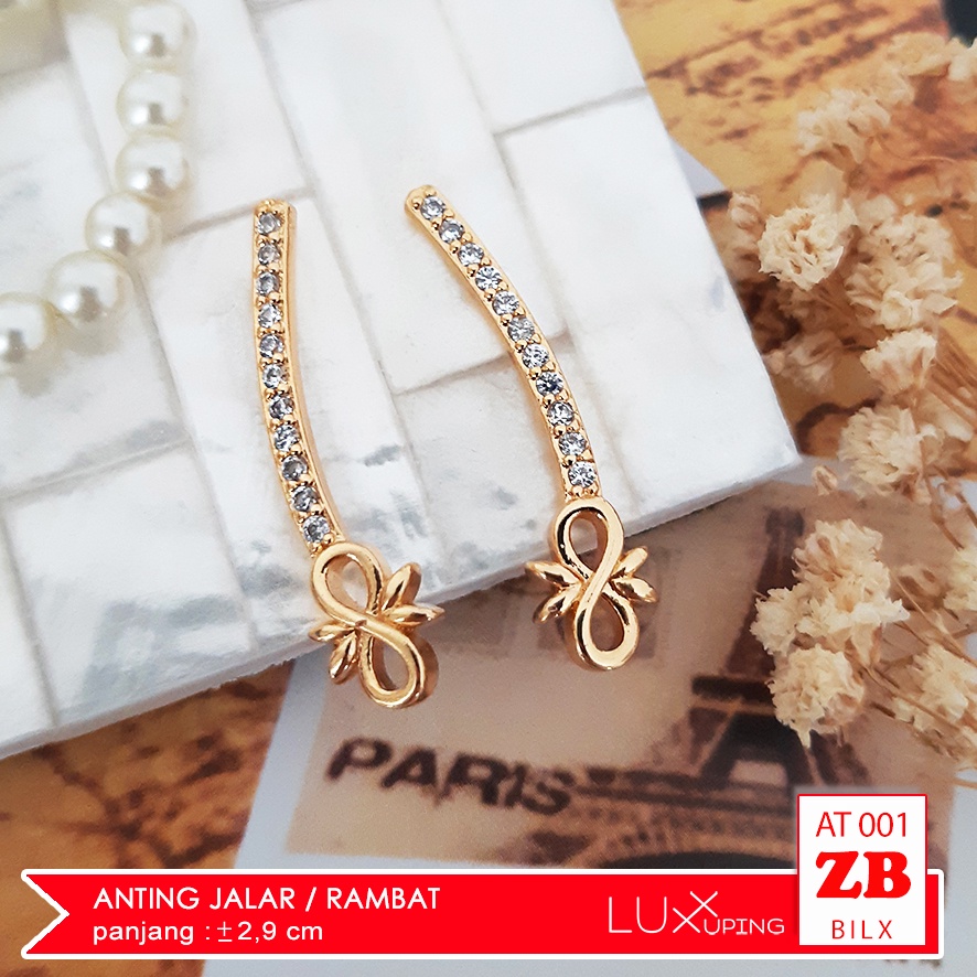 AT 001 GESER Anting Jalar Wanita Anting Rambat Mata Zirkon Perhiasan Imitasi Lapis Emas 18K Anting Selip Anting Panjang Telinga Cuff Earrings Luxx Xuping