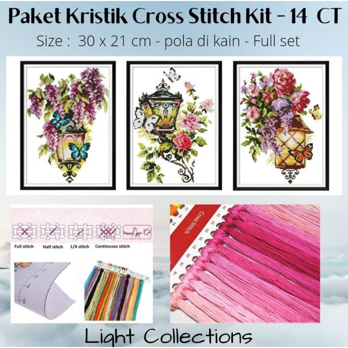 Alat Jahit | Perlengkapan Jahit | Paket Kristik Sulam Diy Cross Stitch Jahit Dmc - Light - Random