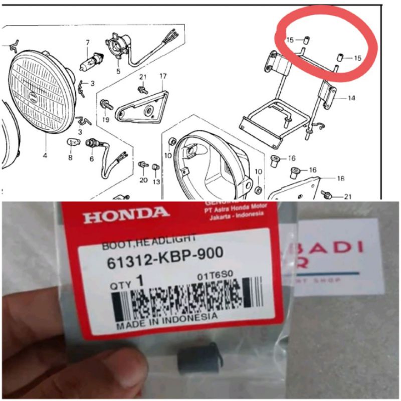 karet breket bracket dudukan lampu depan tiger lama revo tilas tilam tirev megapro glpro original