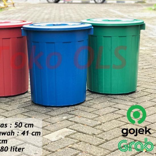 ✱ Tempat Penampungan Air / Tong Air Besar 80 Liter / Tong Air Jumbo - Merah, 60 Liter ♨