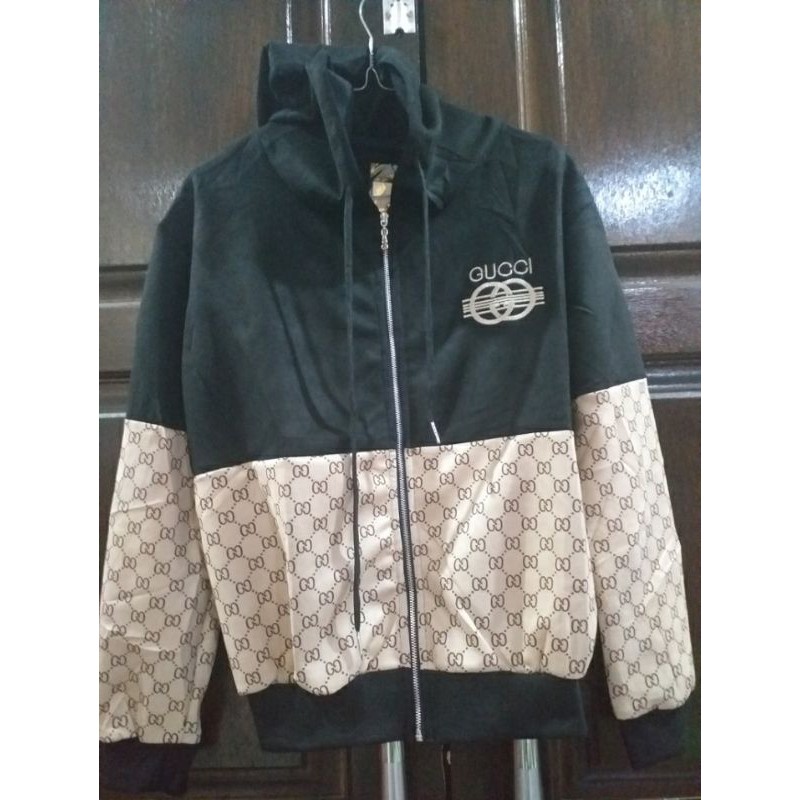 jaket hodie suede import premium gucci / lv