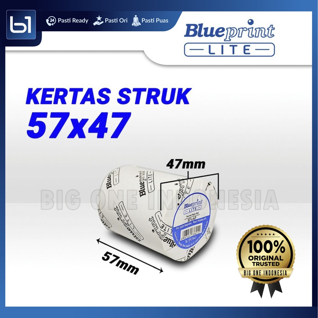 

Blueprint Lite Thermal Paper Roll 57x47mm, Thermal Paper 57x47 MM, Kertas Thermal 57 X 47 MM, Kertas Struk Termal