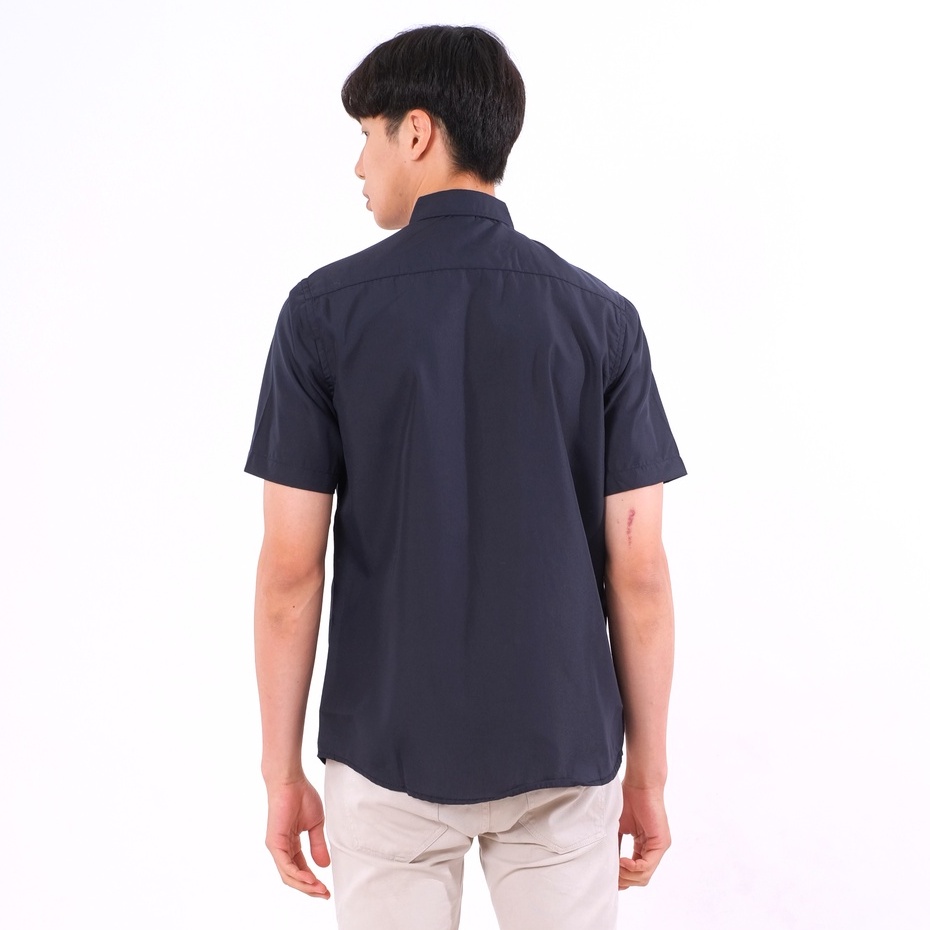 SANVANINA Kemeja Basic Navy Polos | Kemeja Pria Slimfit | Kemeja Pendek | Kemeja Formal Navy E-1464C