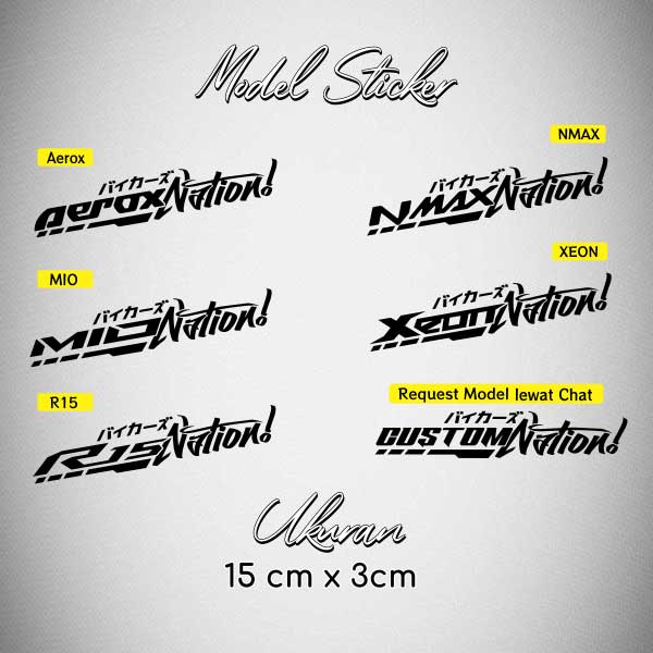 Stiker Aerox Nation / Sticker Motor Nation Aerox NMAX Xeon Mio R15 Costum / Stiker Costum Nation / Sticker Chrome Aerox NMAX Xeon Mio R15 Nation Glossy Waterproof / Sticker Hologram Aerox NMAX Xeon Mio R15 Nation