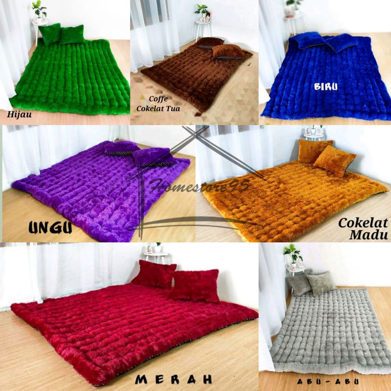 Kasur Gender Bulu Rafsur/ Kasur Lantai Bulu Rafsur/ Kasur Lipat (Free 2 Bantal)