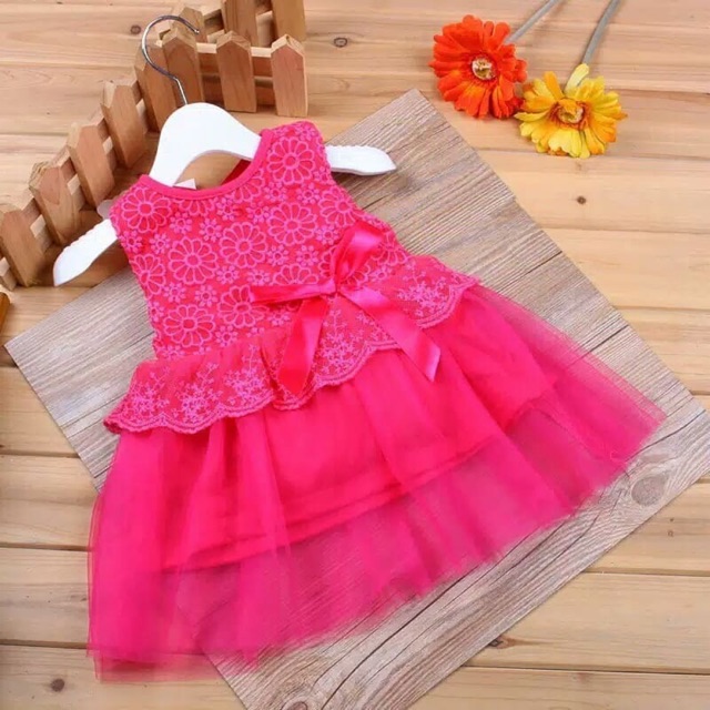 Dress anak impor 0-1 tahun Baby Princess with tulle Tutu Dress import