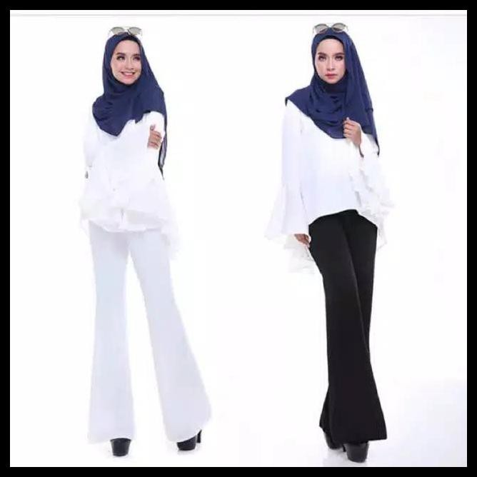 Foc1Wb Celana  Cutbray  Scuba  Prrmium Import Hitam Dan Putih 