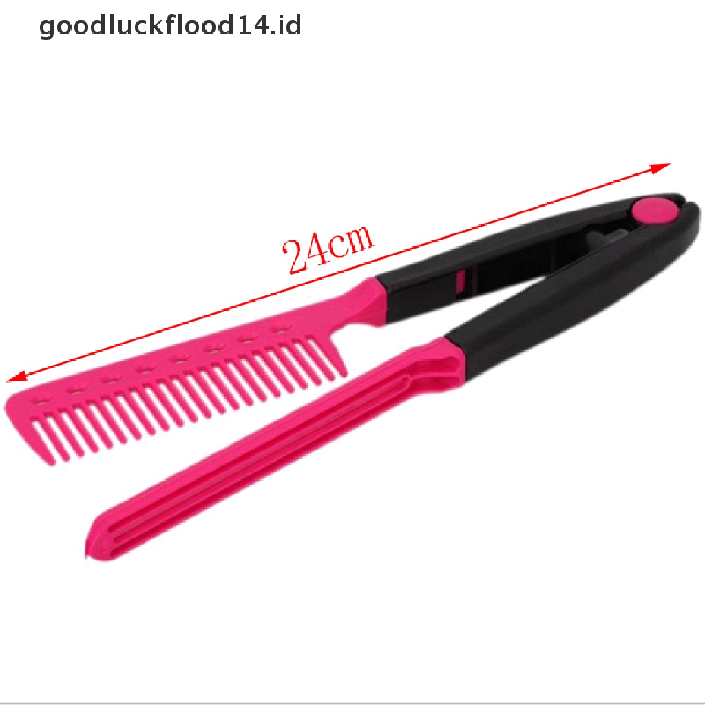 [OOID] Diy Salon V Styling Hair Straightener Brush Straightening Comb Hairdressing Tool ID