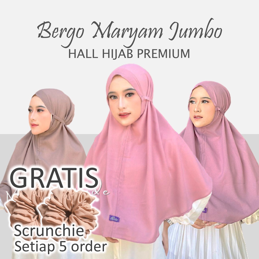 Bergo Jumbo Premium Krudung Bergo Maryam Bergo Tali  Kudung Bergo Bergo Syari Jumbo Krudung Bergo Te