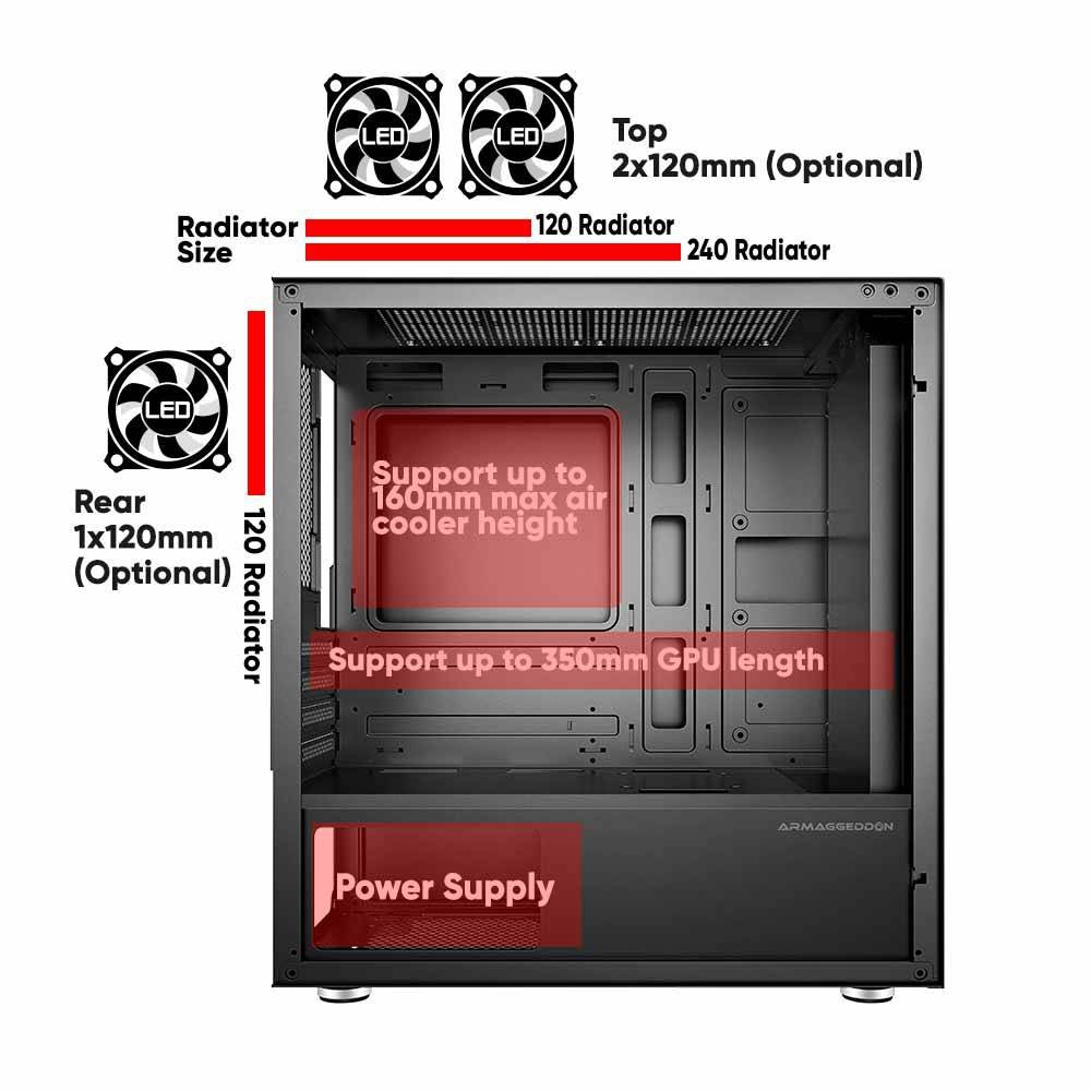 Casing PC Armaggeddon Tron VII Black Micro ATX Case