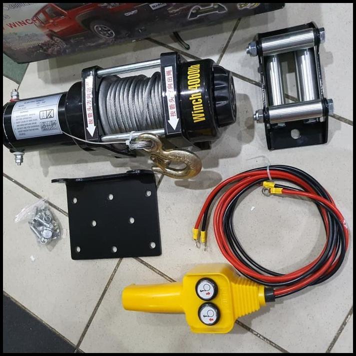 Winch Atv Hoist 4000 Lbs Electric Winch 2000 Kg Tali Derek Mobil