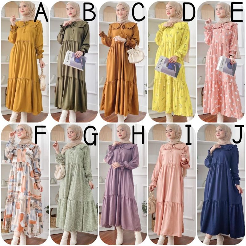 Nada Midi dress Original by Hd.Id (bahan adem gleyer-gleyer)