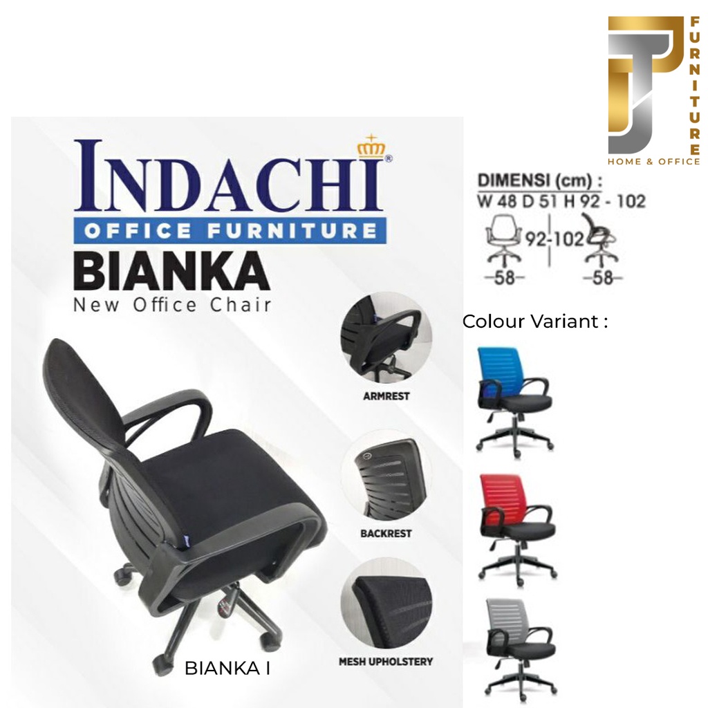 Kursi Kerja - Kursi Kantor - Kursi Staff kaki Nylon INDACHI BIANKA 1 TERMURAH PONTIANAK