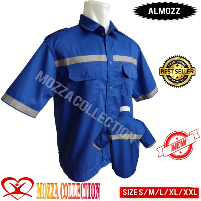 WEARPACK COVERAL BIRU BENHUR-BAJU SAFETY PENDEK-SERAGAM KERJA SAFETY FREE LOGO K3 BENDERA