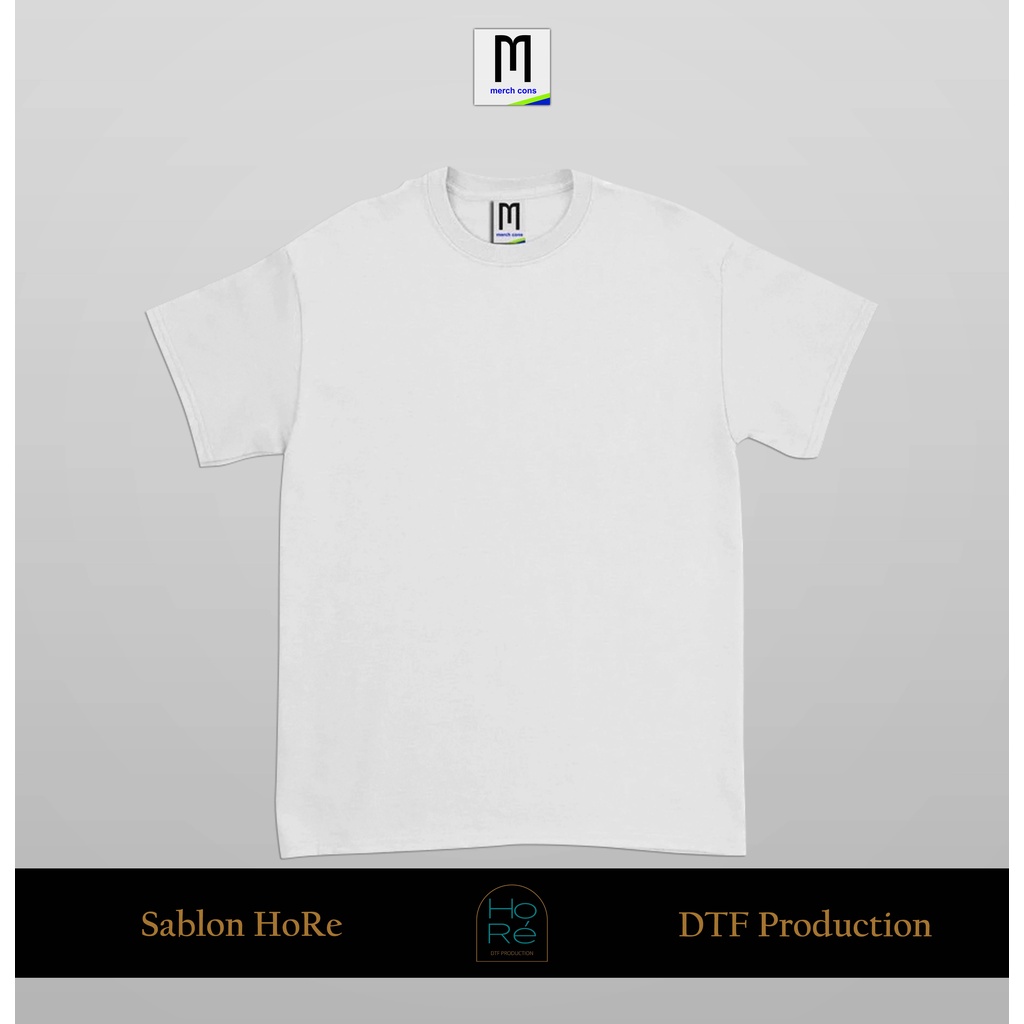 Kaos Polos Cotton Combed 24S Merchons / Merchcons Premium Warna Putih (Tanpa Jahitan Samping) Nyaman