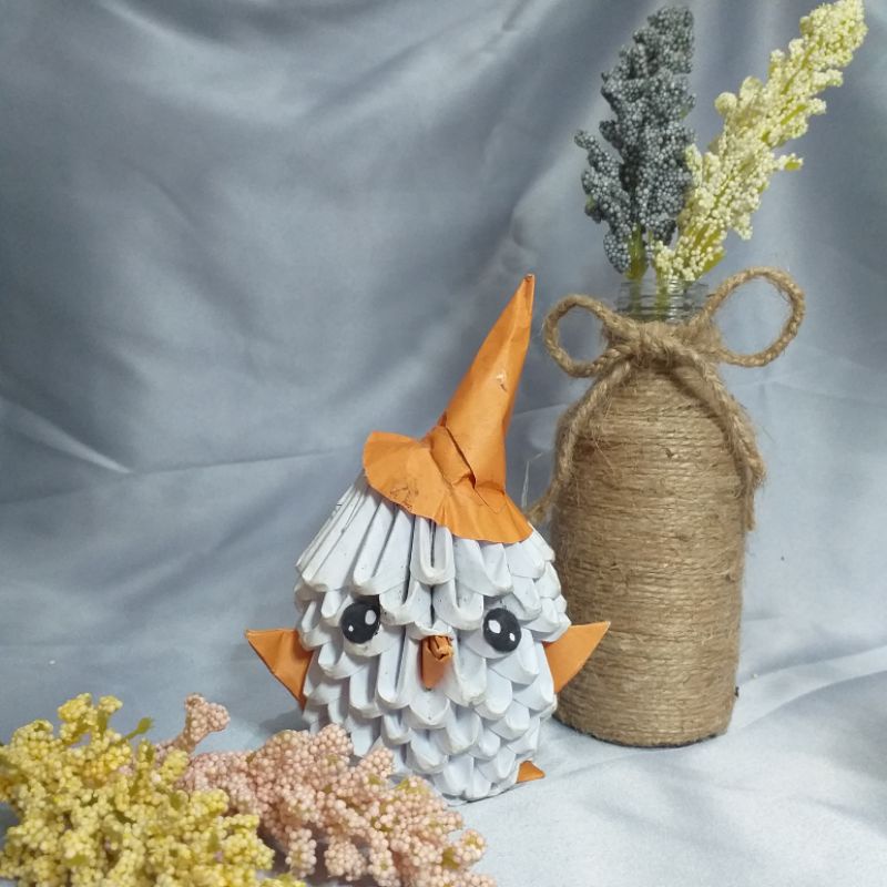 Kerajinan Tangan Origami 3D / Boneka Kertas Topi Orange