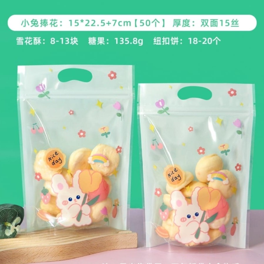 1pcs PLASTIK ZIPPER STANDING NICE DAY RABBIT UNYU ZIPLOCK LUCU ZP40