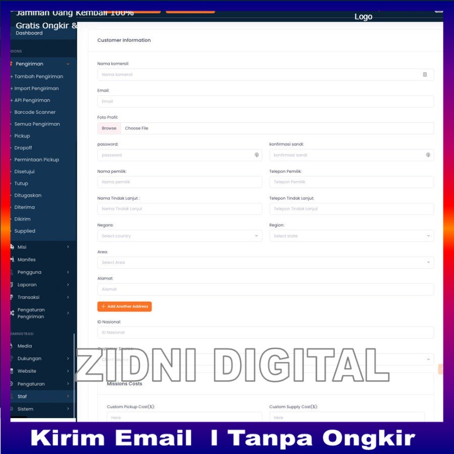 Aplikasi Cargo Expedisi Trucking Kurir Logistik Laravel ZIDNI DIGITAL OFFICIAL