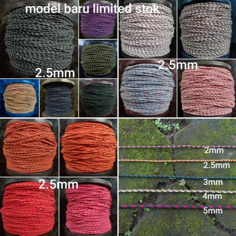 Tali Prusik 2.5mm 3mm 4mm Strap Masker Kalung prusik 2.5 mm 3 mm 4 mm tali tenda tali flysheet