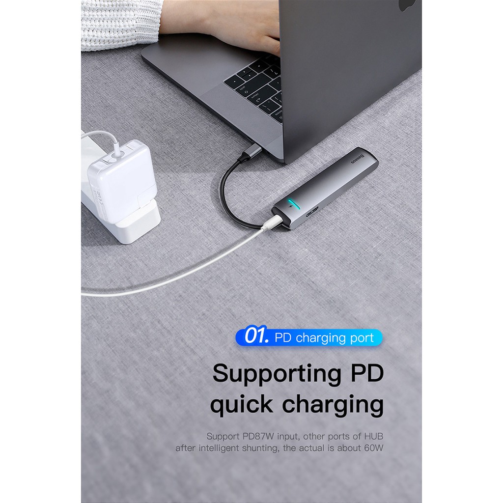 Baseus Mechanical Eye 6 in 1 USB Hub Docking Station 3xUSB + HDMI + LAN Adapter + PD Charging
