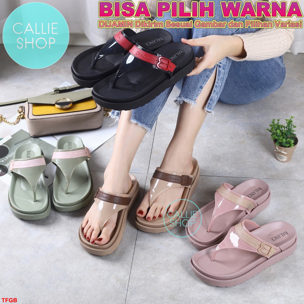 Sandal Jepit Wanita Jelly Platform Cantik Balance 1605-22 TBLKILAP