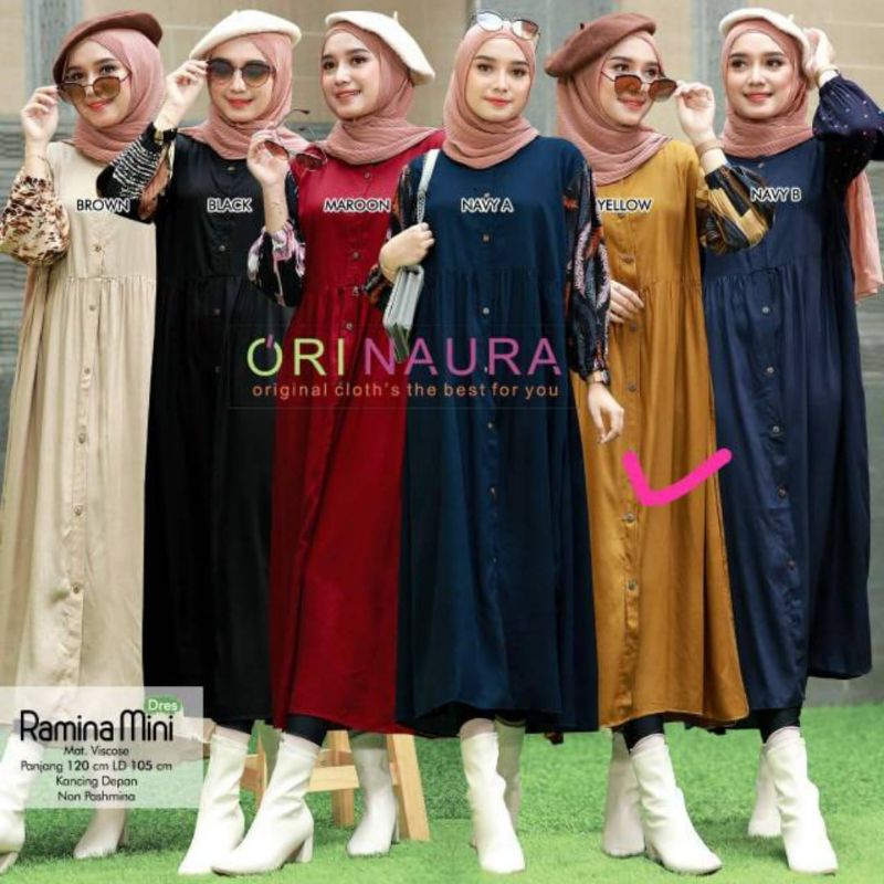 [SIAP KIRIM] 100% ORI Ramina Yellow MIDI dress by Orinaura / Ld 105 Pb 120