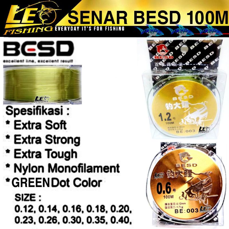 SENAR BESD 100M SIZE 0.10 0.12 0.14 0.16 0.18 0.20 0.23 0.26 0.28 0.30 0.35 0.40 0.45 0.50 WARNA HIJAU