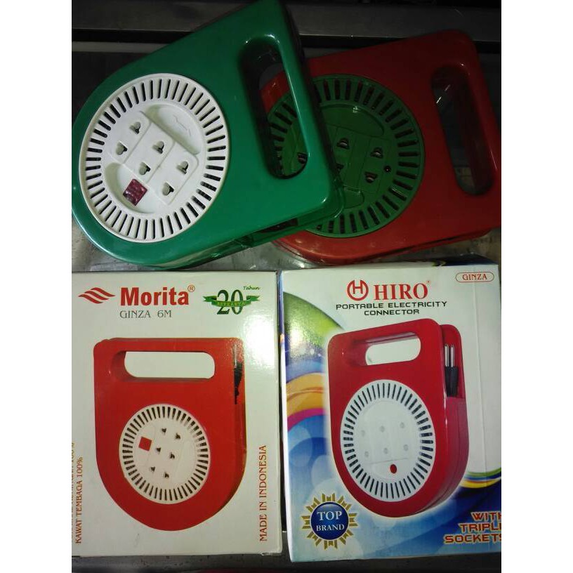 Ekstention Stop Kontak Roll Kabel 6m Lubang Datar Pipih