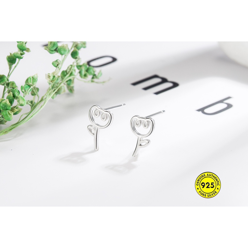 Anting Stud Bentuk Tulip Tidur Bahan Sterling Silver Untuk Wanita