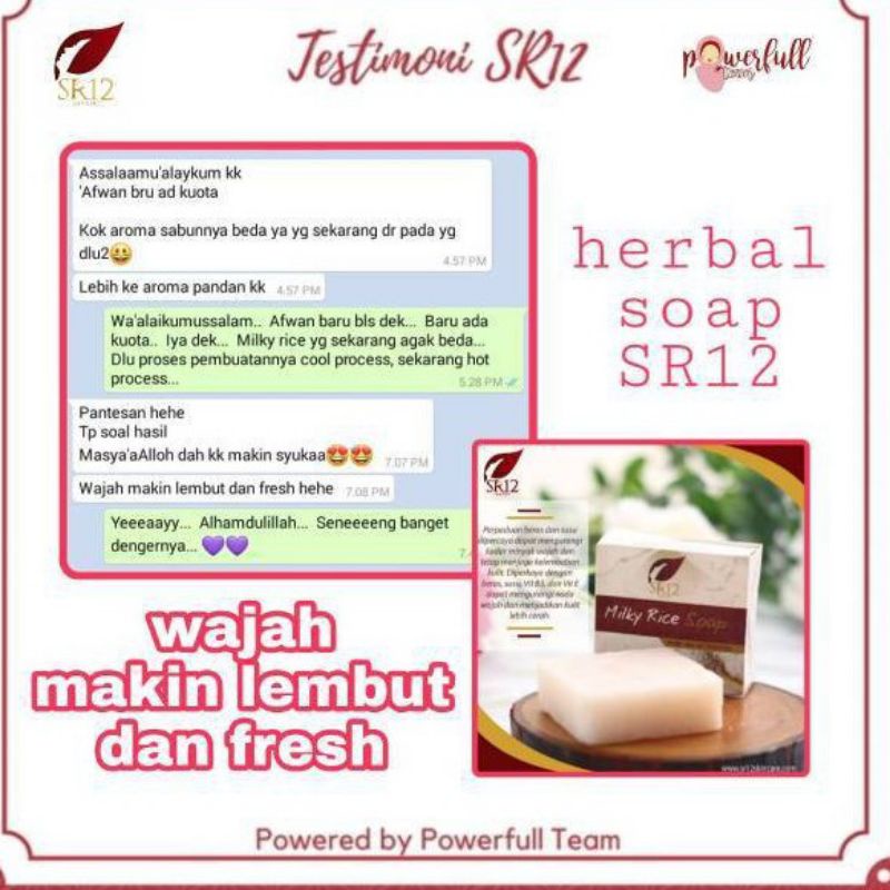 SABUN BERAS SUSU HERBAL SR12 BERBPOM / SABUN WAJAH MENCERAHKAN / MILKY RICE SOAP / KULIT KOMBINASI